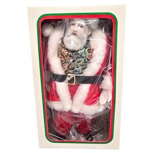 Vintage Roman Santa Claus Figurine 10" Tall Red Velvet Outfit & Faux Fur Trim